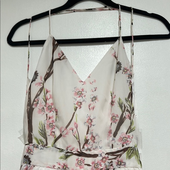 Cherry blossom Floral V-Neck Spaghetti Strap backless maxi dress - Picture 2 of 8